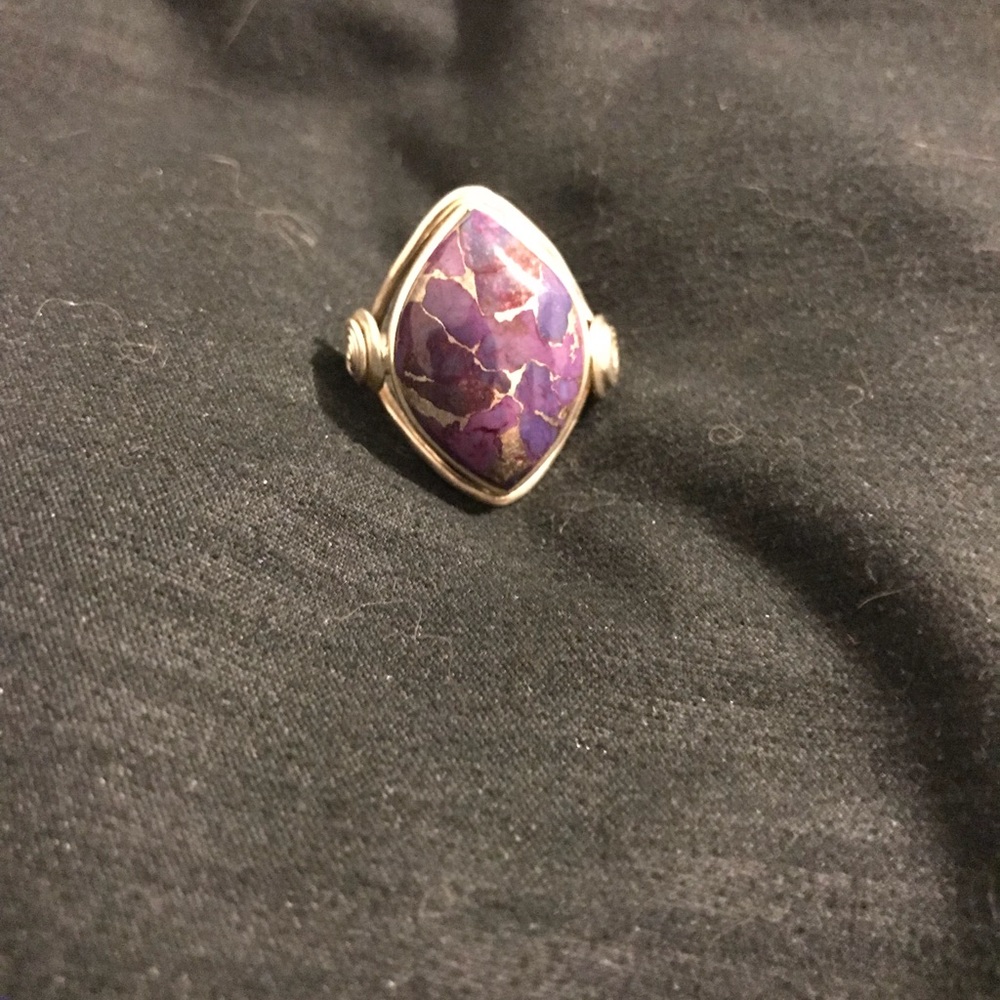 Sterling silver purple turquoise ring